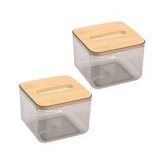 木質透明面紙盒 小, 混合色, 2個