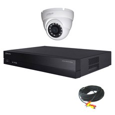 Hanwha Techwin 4 通道 DVR 錄像機 + 室內用紅外半球攝像機 + 同軸電源綜合電纜 80m 套組自行安裝, HRX-420/HAC-HDW1500MN/線長80m