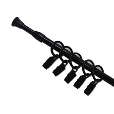 SUNDECO 多功能伸縮桿 13mm+金屬環夾, 黑色的