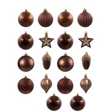 Marsh Marigold 聖誕混合設計球 18入, 棕色, 7-8 cm, 1套