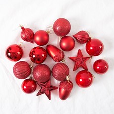 Marsh Marigold 聖誕混合設計球 18入, 紅色, 7-8 cm, 1套