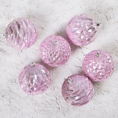 瑪西萬壽菊 聖誕3種圖案混合球 12入, 粉紅色