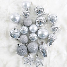 綜合聖誕迷你裝飾球 40入, Silver, 1組