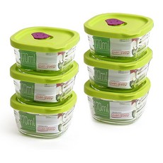 Locknlock 樂扣樂扣 Oven Glass 耐熱玻璃孩童方形保鮮盒 LLG161S3 170ml, 6入