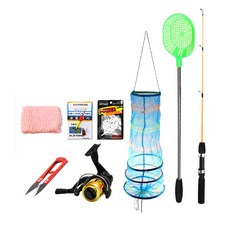 捲線器 合股線更換 冰釣 捲線器 釣竿 8件組, 混合顏色