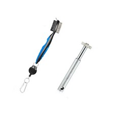 高爾夫伸縮鋼絲刷家用清潔器綜合套組, 伸縮鋼絲刷(藍色), 家用清潔器(銀色)