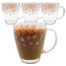 체리브로썸 유리 머그컵 350ml, 투명, 4개