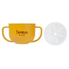 iBYEOL Friends 孩童雙耳水杯+矽膠蓋, 黃色, 1組