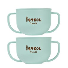 iBYEOL Friends 雙耳水杯, 2入, 薄荷綠