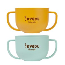 iBYEOL Friends 雙耳環保杯 2入, 黃色+薄荷綠, 1組