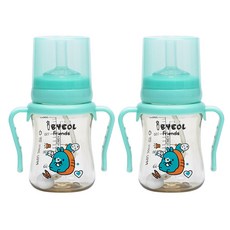 iBYEOL Friends PPSU吸管杯, 薄荷綠, 200ml, 2個