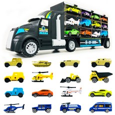 超級收納卡車+迷你汽車玩具 16款入, 混色
