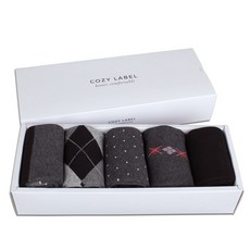 코지라벨 남성용 장목 양말 선물세트 기프트 5종 세트