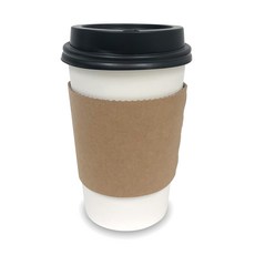 TOGO PACK 紙杯 390ml + 牛皮杯套 + 有孔杯蓋組合, 100套