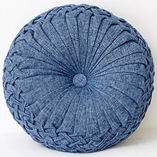 Home story 素色編織圓形墊, 藍色