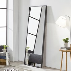 제이앤제이 와이드600 전신거울 + 미끄럼 방지캡 2p, 블랙