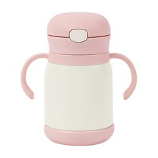 mosh 孩童雙把手吸管保溫杯, 粉色, 280ml