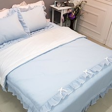 荷葉邊蝴蝶結泡泡紗夏季薄被, 藍色