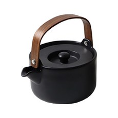 류블류샵 우드 라운드 세라믹 티팟, 블랙, 0.6L