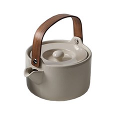 류블류샵 우드 라운드 세라믹 티팟, 아이보리, 0.6L