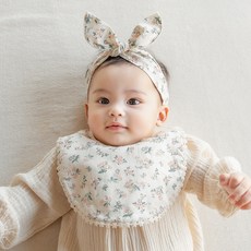 HAPPY PRINCE 碎花嬰兒圍兜+髮帶