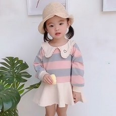 I am bebe 女童棉質翻領長袖連身裙