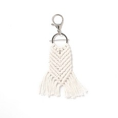 콩 빈모터 마크라메 키링 화이트 02, 1개