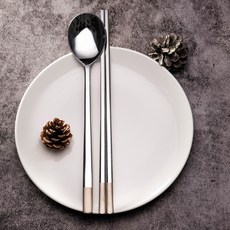 RAONNURI 簡約拼色湯匙筷子組, 8套, 勺子+筷子