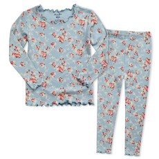 Vaenait Baby 孩童碎花木耳邊長袖居家服+長褲套裝