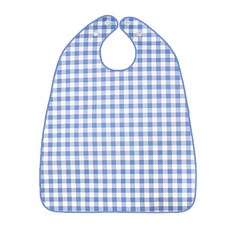 더해피 성인 방수 체크 버튼형 턱받이, 블루, 1개