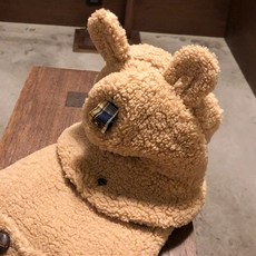 강아지옷 곰돌이 덤블 조끼, 베이지, 1개