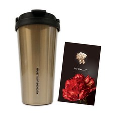 KKOMKKOMI 不鏽鋼手提保溫杯+金屬貼紙 隨機出貨, 珍珠青銅, 700ml, 1組