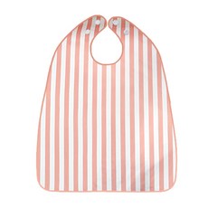 Derhappy 成人防水條紋鈕扣式圍兜, 蜜桃色, 1個