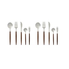 퀴드노비 커트러리 2인세트, 월넛, 스푼 2p + 포크 2p + 나이프 2p + 티스푼 2p + 티포크 2p, 1세트