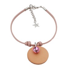 Miso Pet 寵物皮革簡約名牌項圈 + 名牌隨機出貨套組, 乾燥玫瑰粉