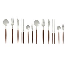 퀴드노비 커트러리 2인세트, 월넛, 스푼 2p + 포크 2p + 젓가락 2p + 나이프 2p + 티스푼 2p + 티포크 2p, 1세트