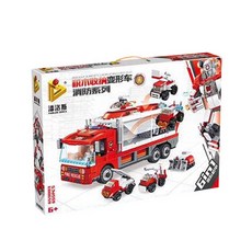 판로스 변신로봇 소방 트럭 6 in 1 레고호환블록 659003, 혼힙색상, 1개