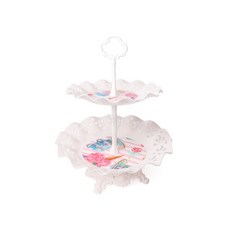 市集風格 派對裝飾 擺盤 雙層托盤, 白色, 1個