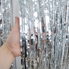 亮面炫光款雨絲簾 L號 4入, 銀