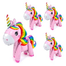 파티쇼 입체풍선 유니콘 은박풍선 레인보우핑크 4장, 혼합색상, 4개