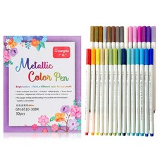 GuangNa 廣納 金屬色軟頭筆 30色, 混合色, 1套