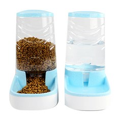 더플로우 대용량 대리석패턴 스마트 댕냥이 밥그릇 급수기 3.8L + 급식기 3.8L, 블루, 1세트