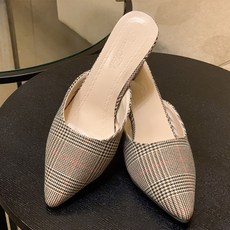 슈즈앤 여성용 베이직 체크 블로퍼 펌프스힐 SN355