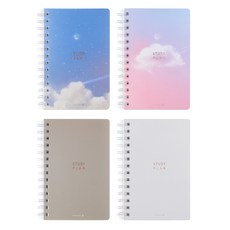 Morning Glory PP線圈學習計劃筆記本 4入, 白雲、棕雲、藍雲、粉紅雲