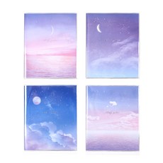 Morning Glory 學習計劃筆記本 4款, 粉色新月款+紫色新月款+藍天滿月款+漸層雲朵款