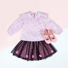 amareillael 女童荷葉邊領飾花卉襯衫