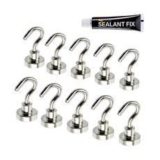 MONACO OLIVE 網紅超強力磁鐵掛鉤 10入 + Silant Fix 接著劑, 銀色, 1套