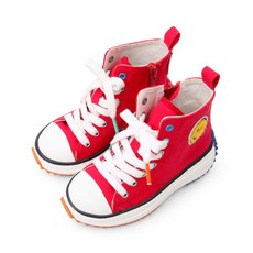 Bimbo Bimba 兒童微笑布章高筒帆布鞋+鞋帶