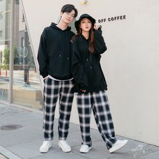 情侶款蜜桃絨格紋褲 居家服 外出服