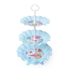 市集風三層擺盤派對托盤, 藍色, 1個